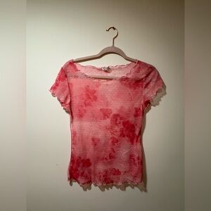 Free People Floral Mesh Top